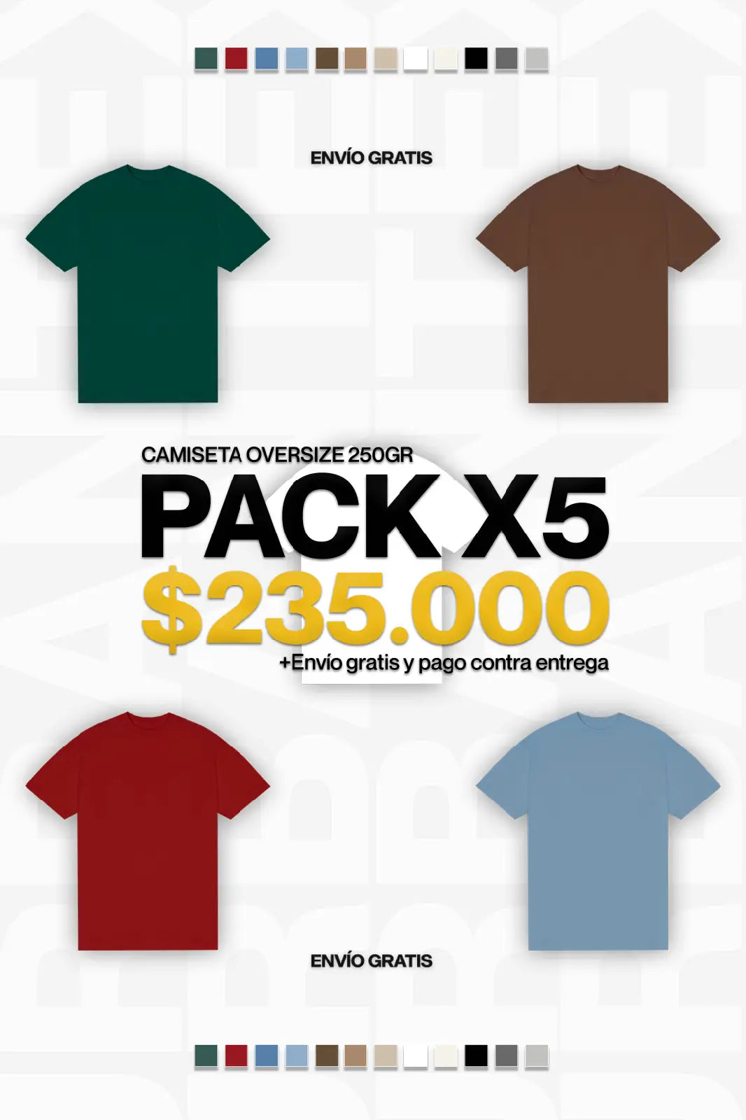 PACK 5 Oversize premium 250G