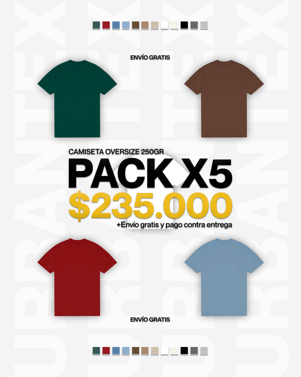 PACK 5 Oversize premium 250G